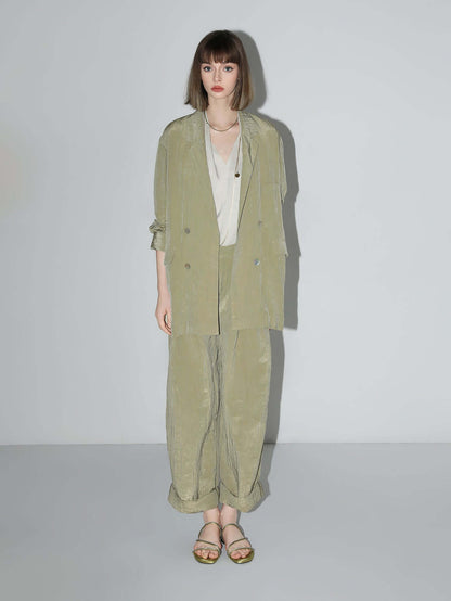 Avocado Green Double-Breasted Blazer Cocobella