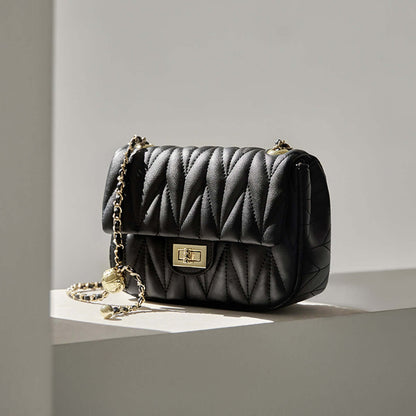 Penthouse Black Quilted Shoulder Bag Nalandu
