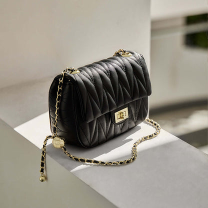 Penthouse Black Quilted Shoulder Bag Nalandu