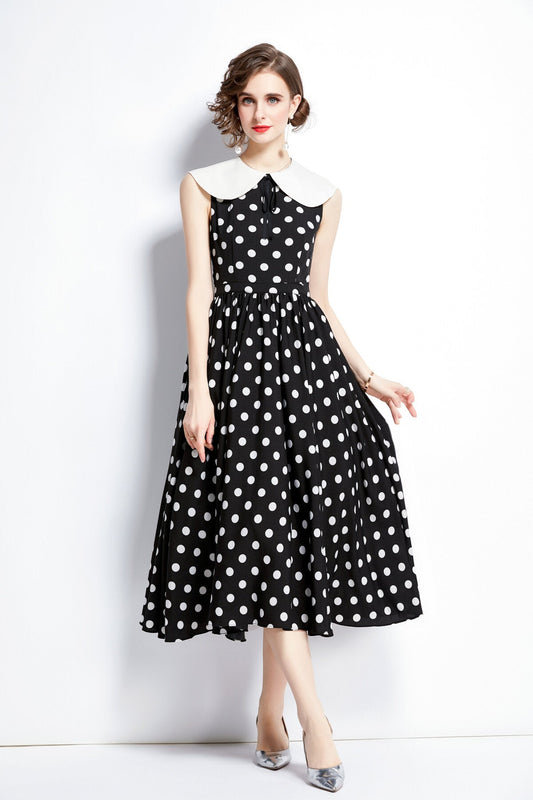 Vintage Polka Dot Midi Dress DZA