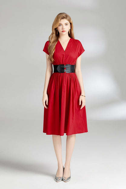Cinched Waist Plunge Dress DZA