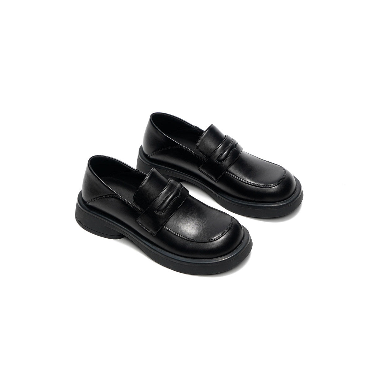 Preppy Black Platform Loafers Masoomake