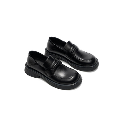Preppy Black Platform Loafers Masoomake