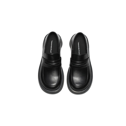 Preppy Black Platform Loafers Masoomake