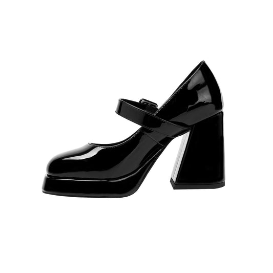 Black Platform Ankle Strap Pumps Jady Rose