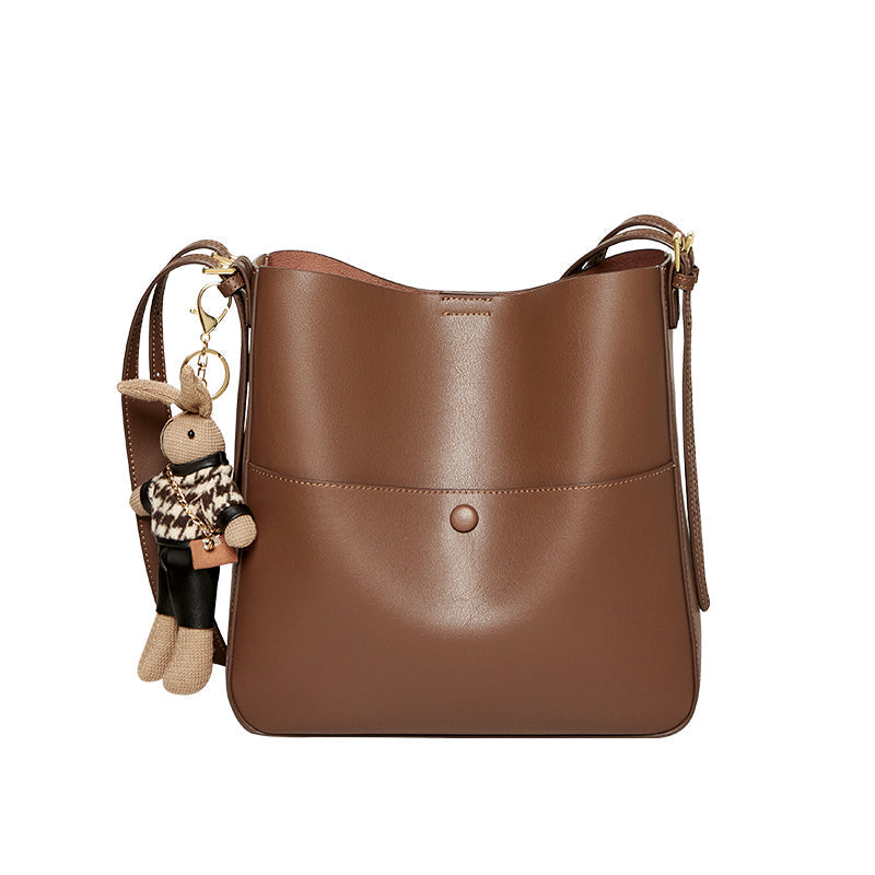 Cappuccino Rabbit Charm Bucket Bag Nalandu