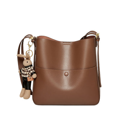 Cappuccino Rabbit Charm Bucket Bag Nalandu