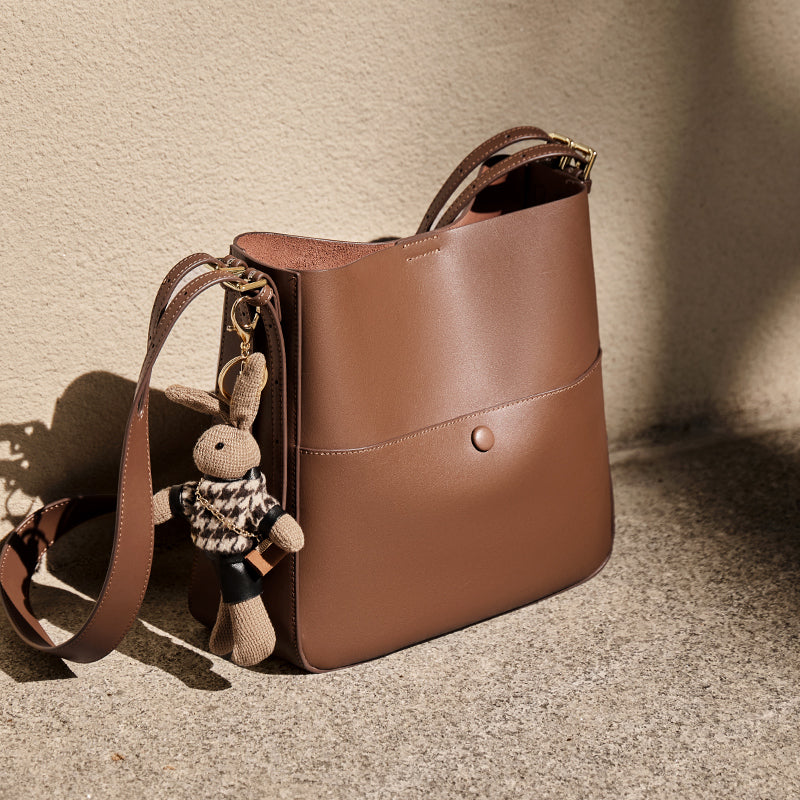 Cappuccino Rabbit Charm Bucket Bag Nalandu