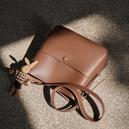 Cappuccino Rabbit Charm Bucket Bag Nalandu