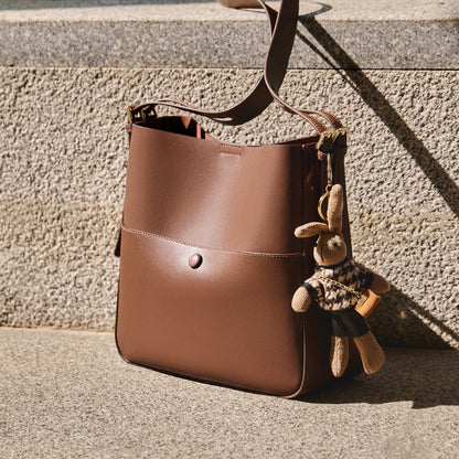 Cappuccino Rabbit Charm Bucket Bag Nalandu