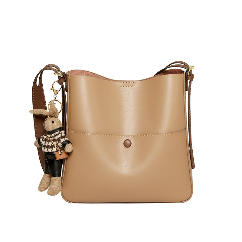 Cappuccino Rabbit Charm Bucket Bag Nalandu