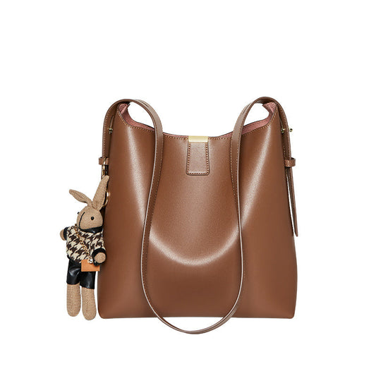 Rabbit Charm Leather Work Tote Bag Nalandu