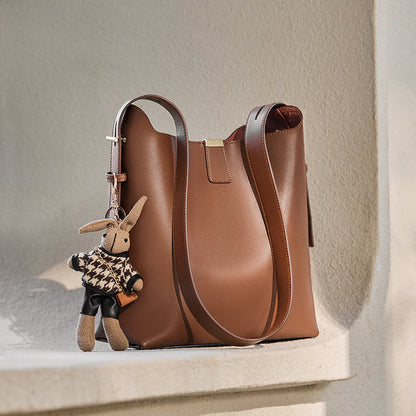 Rabbit Charm Leather Work Tote Bag Nalandu