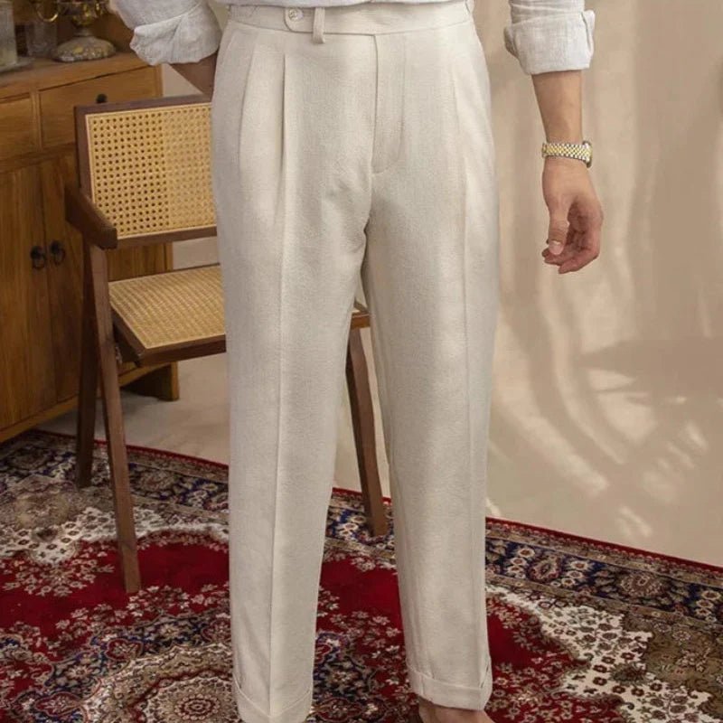 Reine Leinen Napoli - Hose | Hochtaillierte Leinenhose im italienischen Stil - Giovanni Battaglia