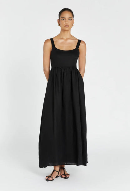 Black Organic Linen Maxi Dress Breathe by November 28