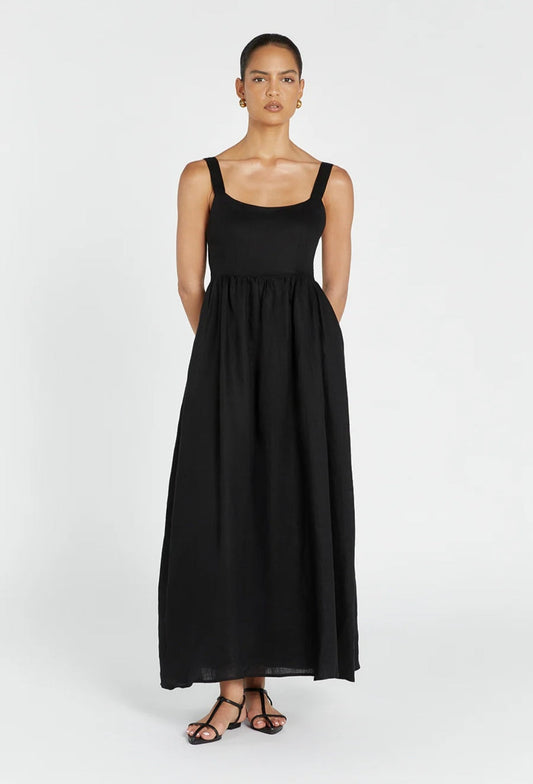 Black Organic Linen Maxi Dress Breathe by November 28