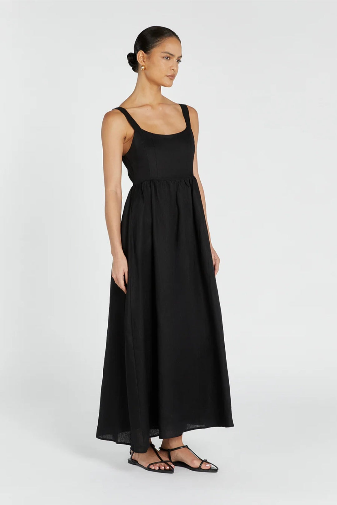 Black Organic Linen Maxi Dress Breathe by November 28