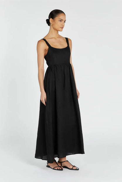 Black Organic Linen Maxi Dress Breathe by November 28