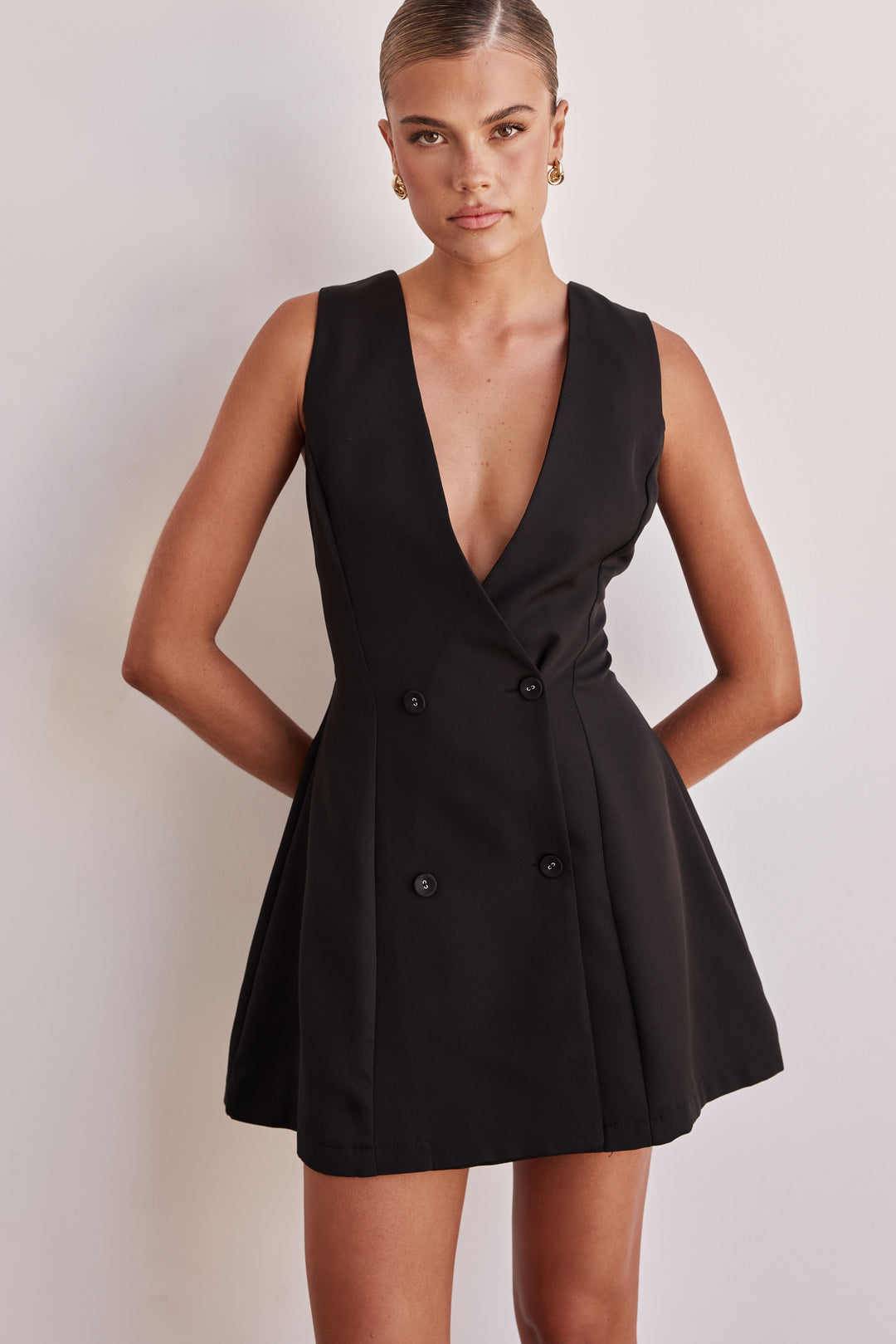Black Double-Breasted Mini Dress NOVEMBER28