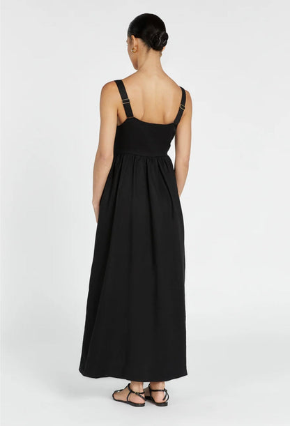 Black Organic Linen Maxi Dress Breathe by November 28