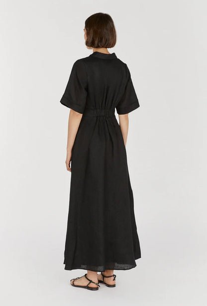 Black Organic Linen Maxi Dress Breathe by November 28