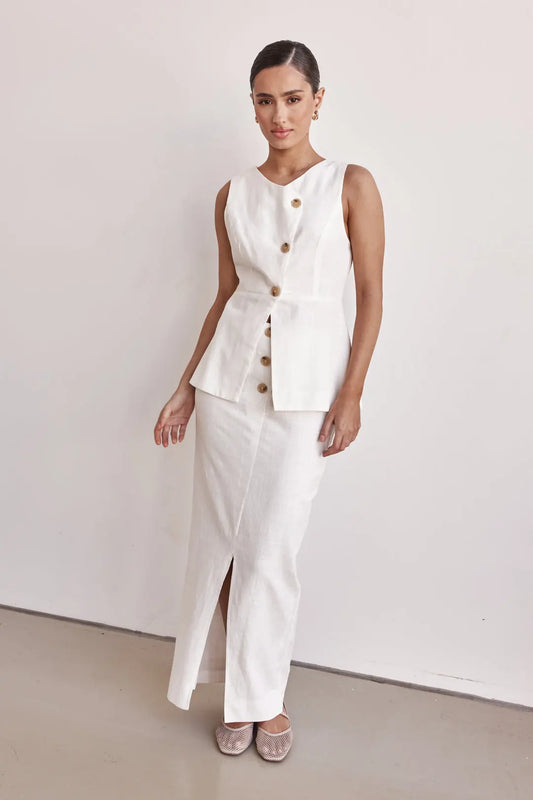 Off-White Linen Peplum Vest Breathe by November 28