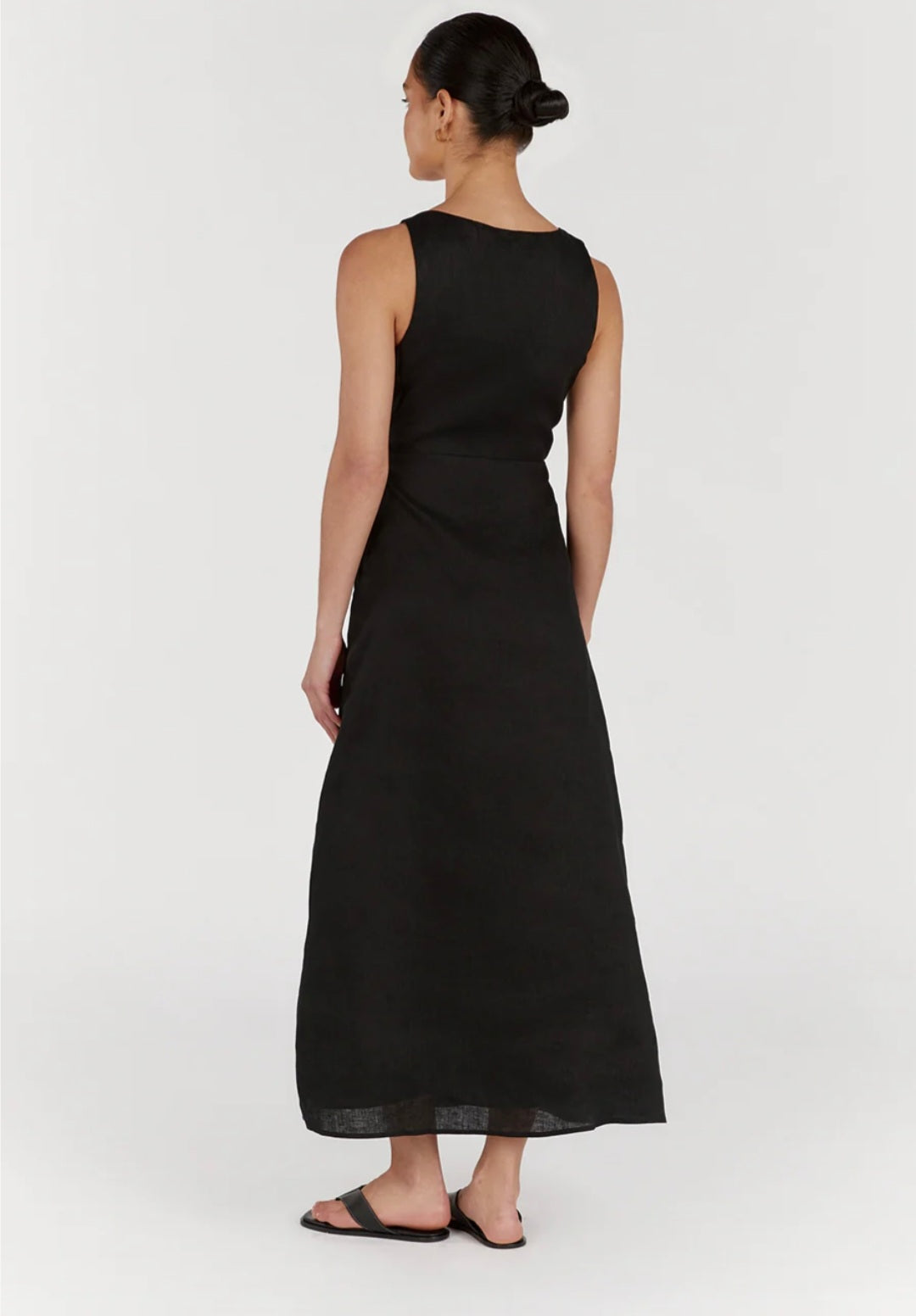Black Organic Linen Maxi Dress Breathe by November 28