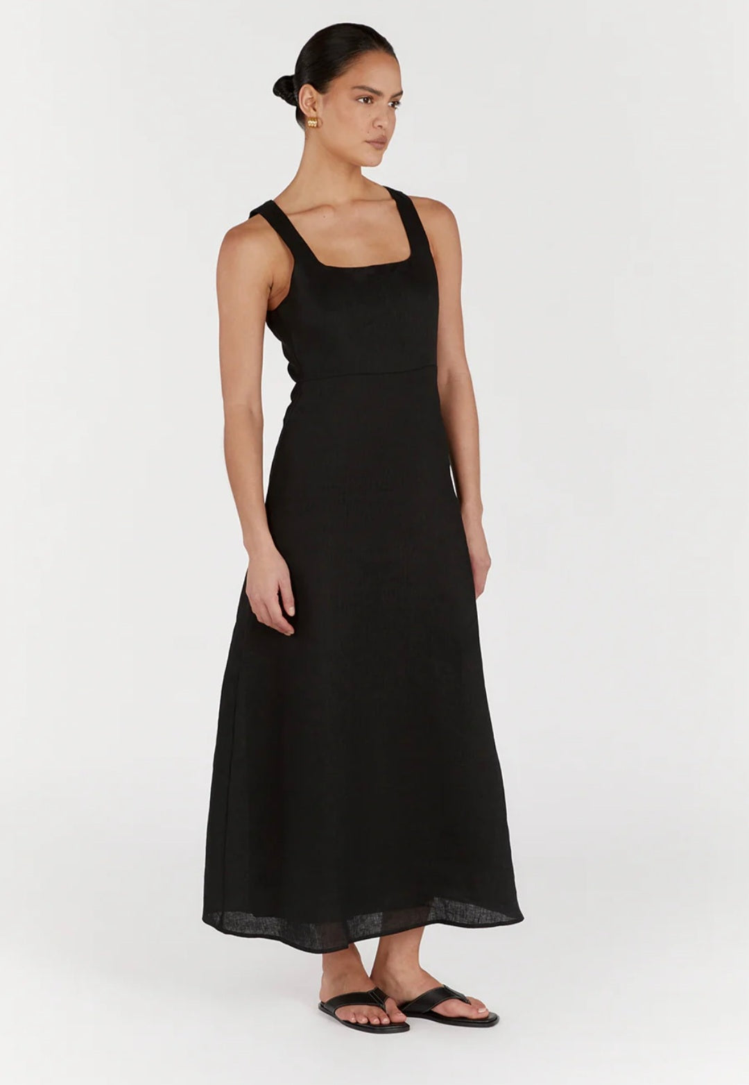 Black Organic Linen Maxi Dress Breathe by November 28