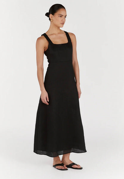 Black Organic Linen Maxi Dress Breathe by November 28