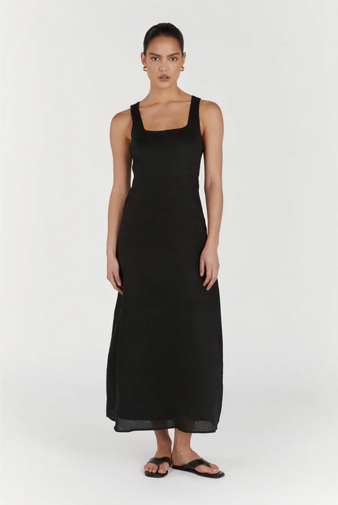 Black Organic Linen Maxi Dress Breathe by November 28