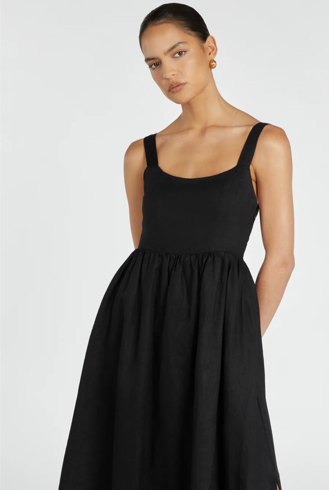 Black Organic Linen Maxi Dress Breathe by November 28