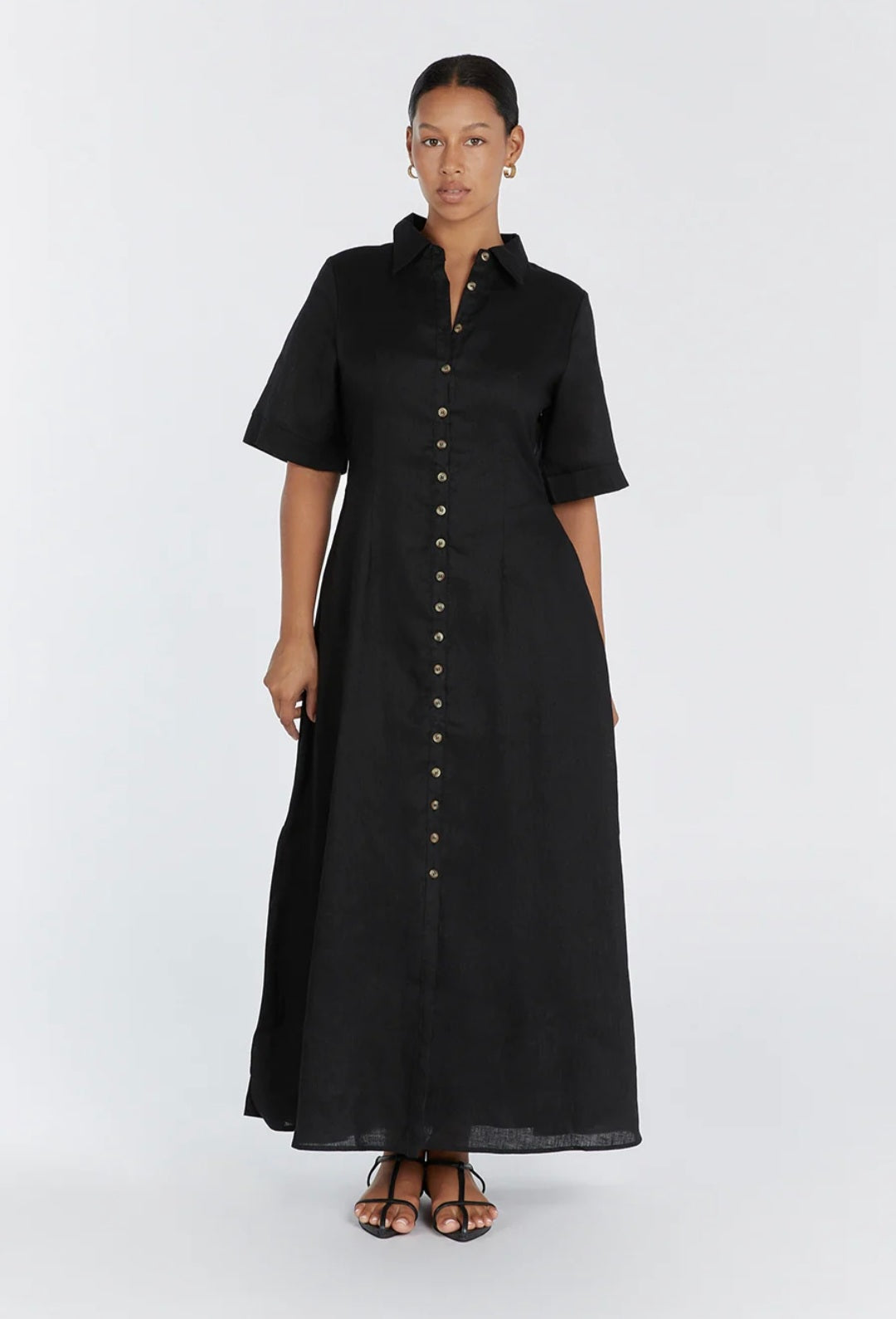 Black Organic Linen Maxi Dress Breathe by November 28