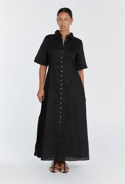 Black Organic Linen Maxi Dress Breathe by November 28