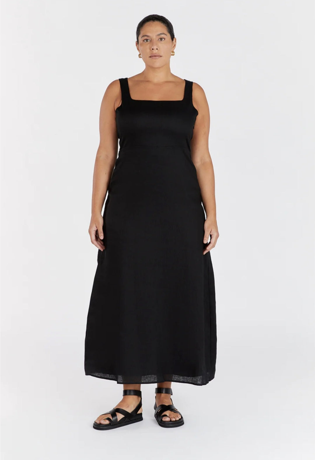 Black Organic Linen Maxi Dress Breathe by November 28
