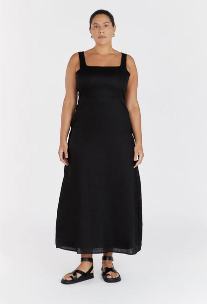 Black Organic Linen Maxi Dress Breathe by November 28