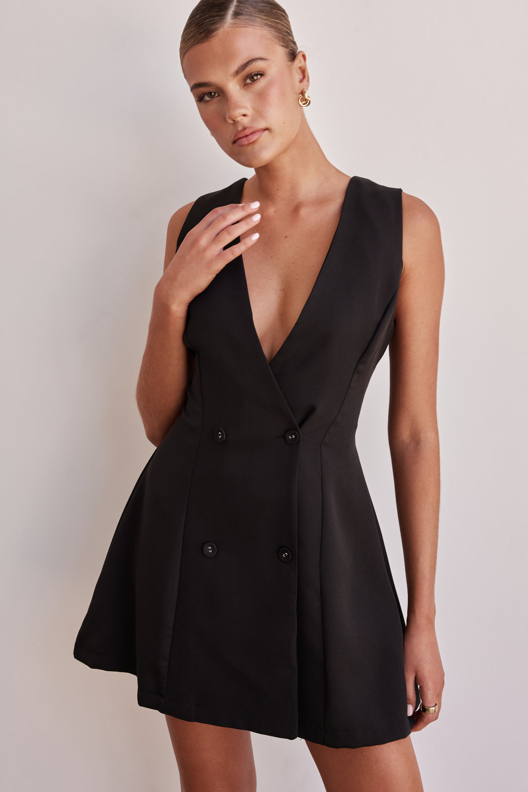 Black Double-Breasted Mini Dress NOVEMBER28