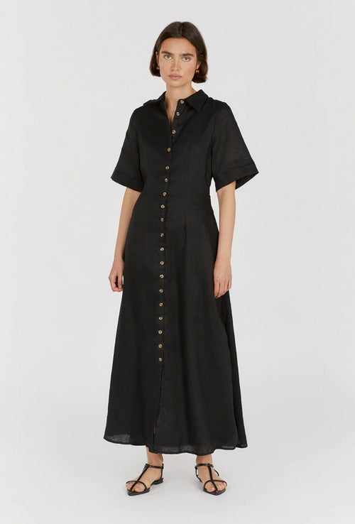Black Organic Linen Maxi Dress Breathe by November 28