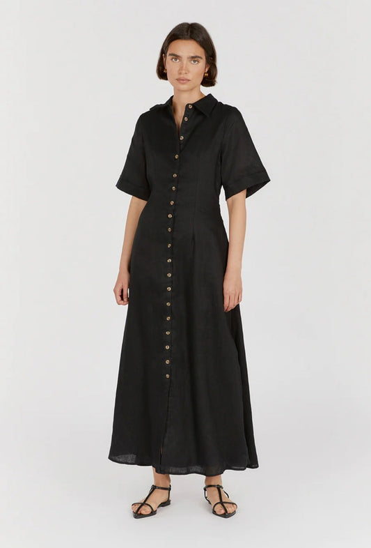 Black Organic Linen Maxi Dress Breathe by November 28