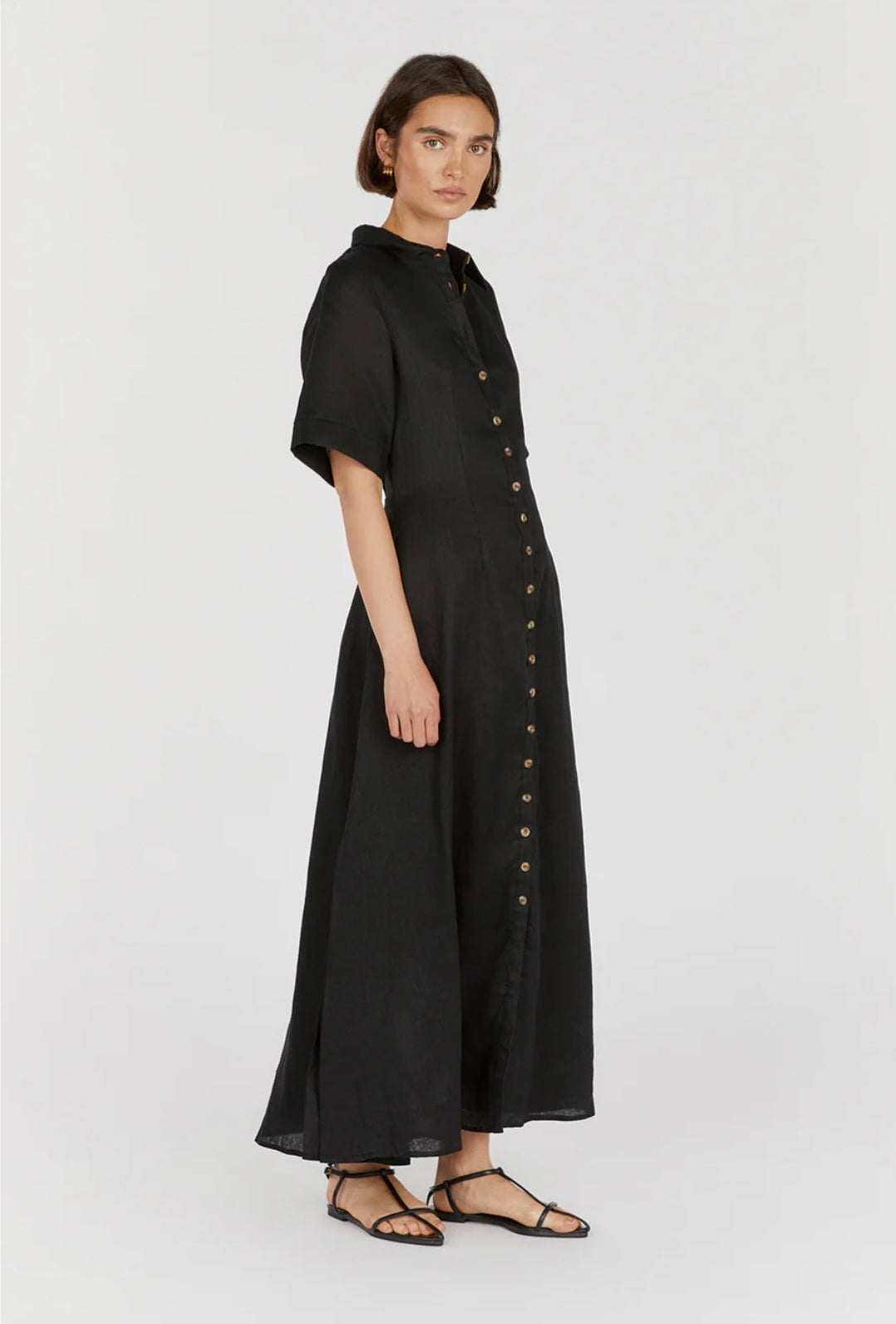 Black Organic Linen Maxi Dress Breathe by November 28