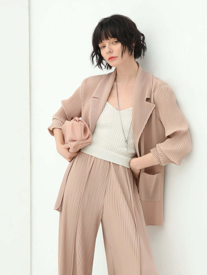 Salmon Pink Pleated Blazer Cocobella