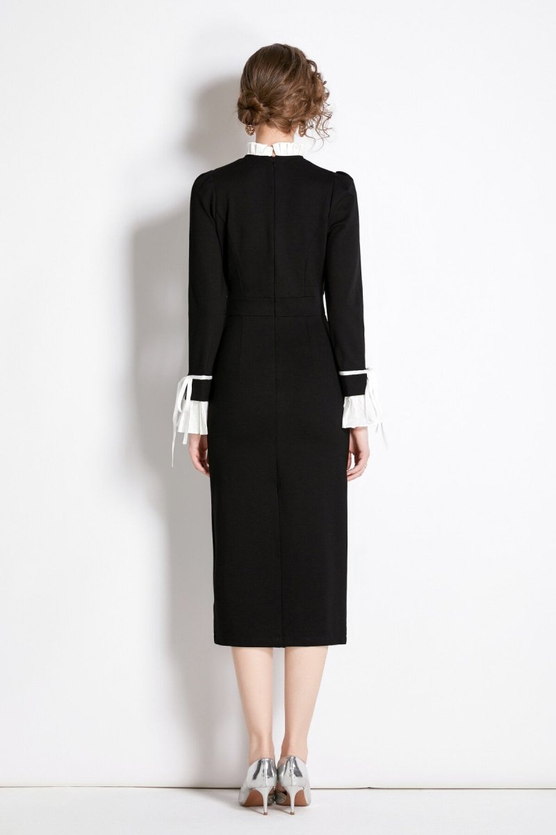 Schwarzes Kleid mit Knöpfen und Paneelen - Giovanni Battaglia