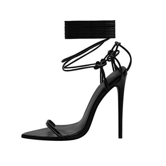 Black Strappy Stiletto Sandals Jady Rose