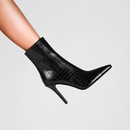 Black Leather Pointed Ankle Boots Jady Rose