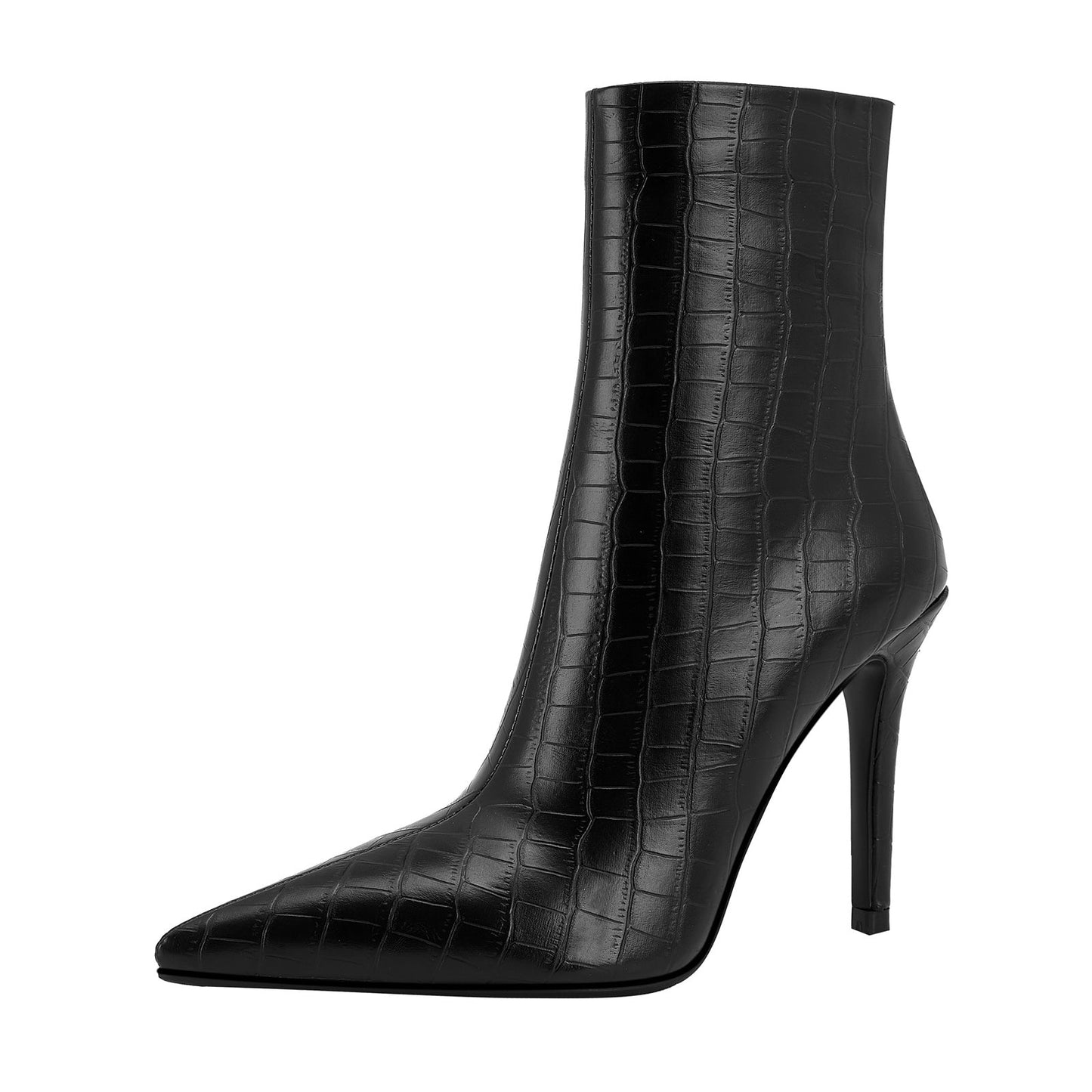 Black Leather Pointed Ankle Boots Jady Rose