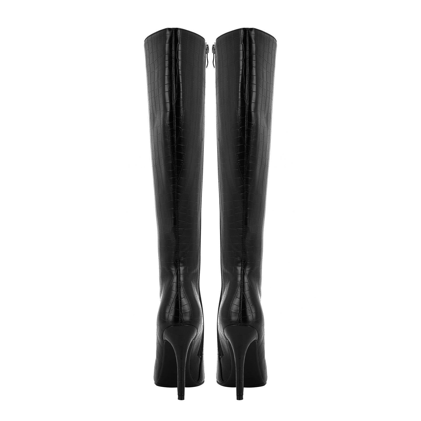 Black Leather Knee-High Boots Jady Rose