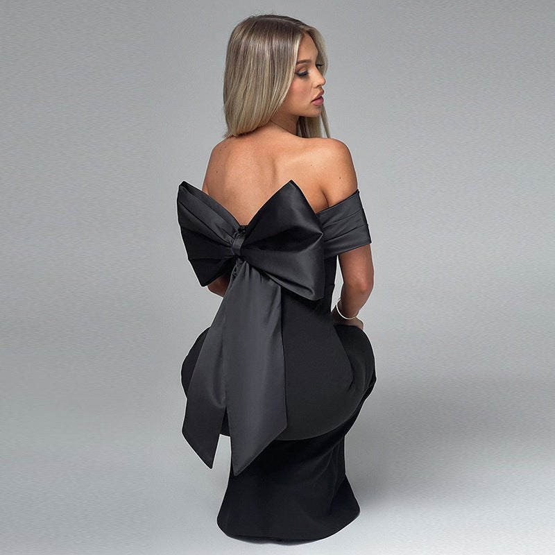 Slim Fit Off - Shoulder Bow Dress - Giovanni Battaglia