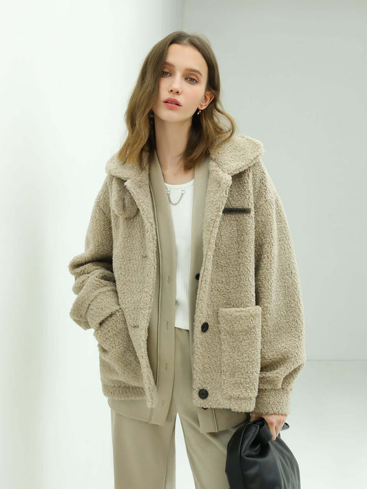 Khaki Teddy Fleece Jacket Cocobella