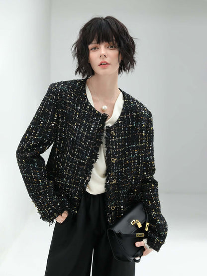 Fringe-Edged Tweed Jacket Cocobella