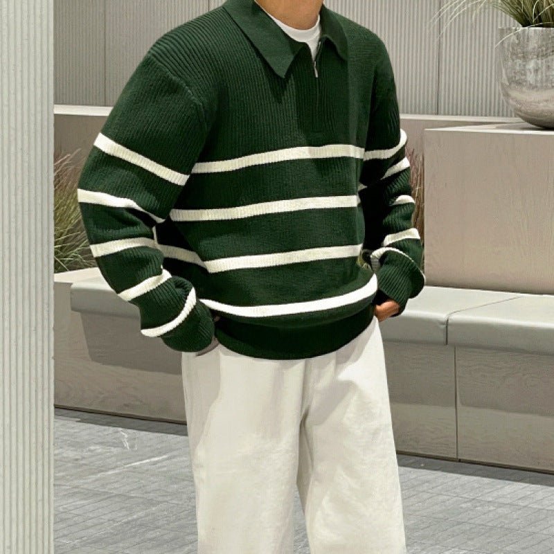 Striped Quarter - Zip Sweater - Giovanni Battaglia