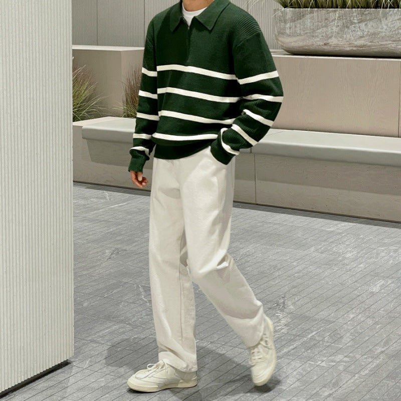 Striped Quarter - Zip Sweater - Giovanni Battaglia